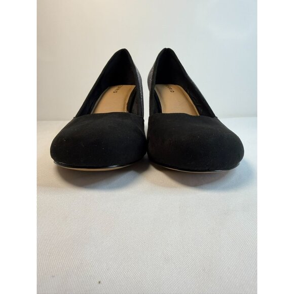 Torrid Pumps Womens Size 11W Black Suede Silver Glitter Block High Heel Shoes - Picture 5 of 15